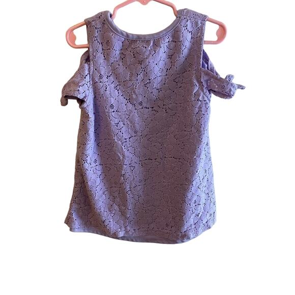 Btween Girl’s Lavender Cold-Shoulder Short Sleeve Lace Lined Top Girl's Size 8 - Picture 2 of 4